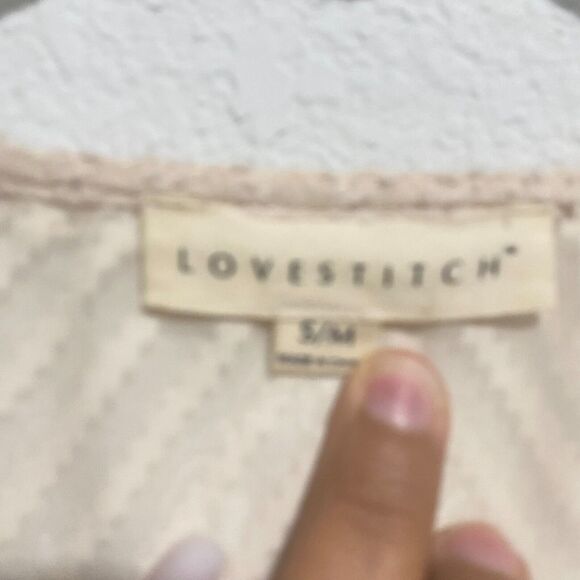 Lovestitch Kaftan Dress Ivory Small-Medium Chevron V Neck Crochet Lace Trim - Picture 12 of 13